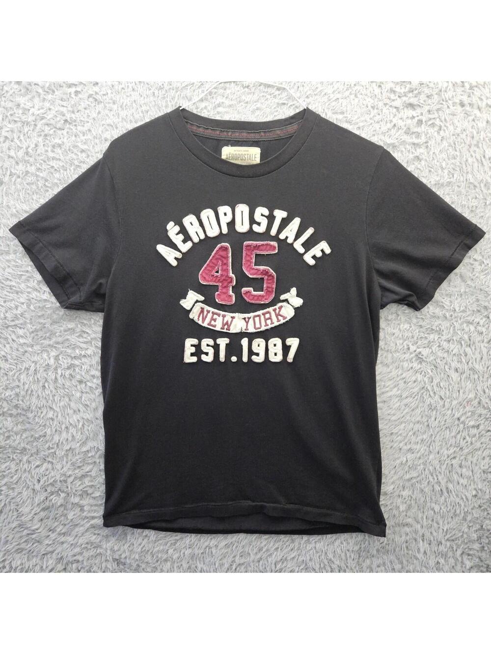 Aeropostale 45 New York Vintage T Shirt Large Y2K 90s Sewn Letter Single Stitch